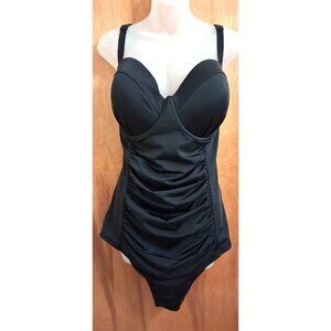 TORRID black strappy push up swimsuit one piece women's plus 3X removeable pads